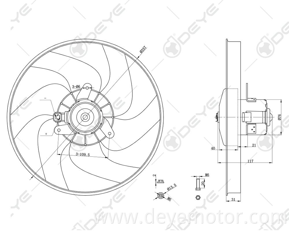 1250.E9 1250.F9 1253.88 1250.76 radiator cooling fan supplier for PEUGEOT 306 406 PARTNER CITROEN BERLINGO